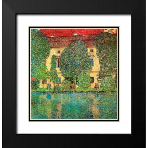 Schloss Kammer On Attersee Black Modern Wood Framed Art Print with Double Matting by Klimt, Gustav
