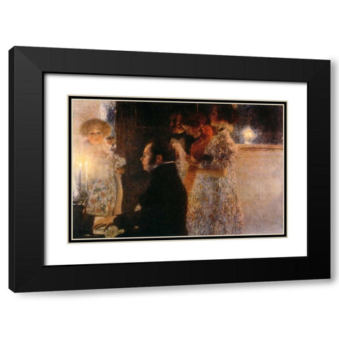 Schubert At The Piano 1899 Black Modern Wood Framed Art Print with Double Matting by Klimt, Gustav