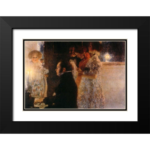 Schubert At The Piano 1899 Black Modern Wood Framed Art Print with Double Matting by Klimt, Gustav