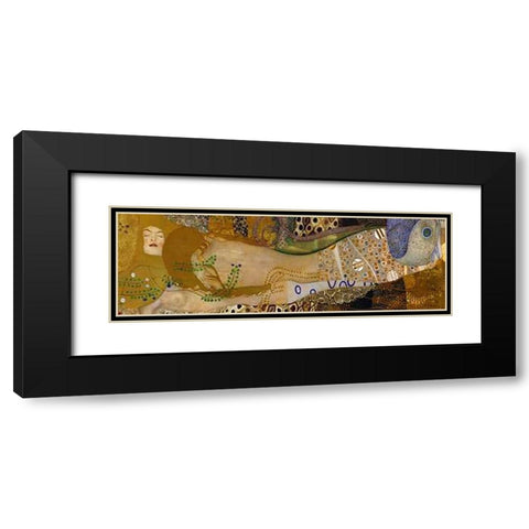 Sea Serpents I Black Modern Wood Framed Art Print with Double Matting by Klimt, Gustav