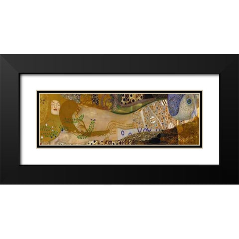 Sea Serpents I Black Modern Wood Framed Art Print with Double Matting by Klimt, Gustav
