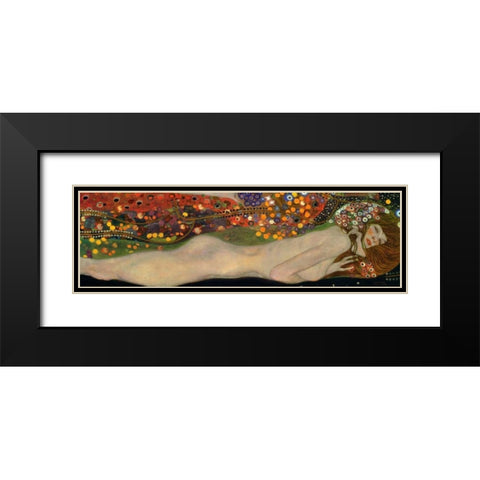 Sea Serpents III Black Modern Wood Framed Art Print with Double Matting by Klimt, Gustav