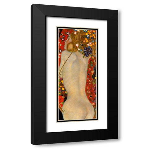 Sea Serpents IV Black Modern Wood Framed Art Print with Double Matting by Klimt, Gustav