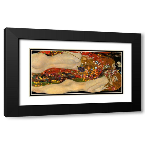 Sea Serpents V Black Modern Wood Framed Art Print with Double Matting by Klimt, Gustav