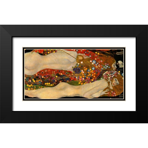 Sea Serpents V Black Modern Wood Framed Art Print with Double Matting by Klimt, Gustav