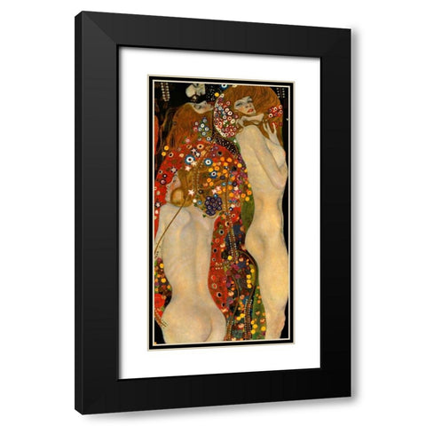 Sea Serpents VI Black Modern Wood Framed Art Print with Double Matting by Klimt, Gustav