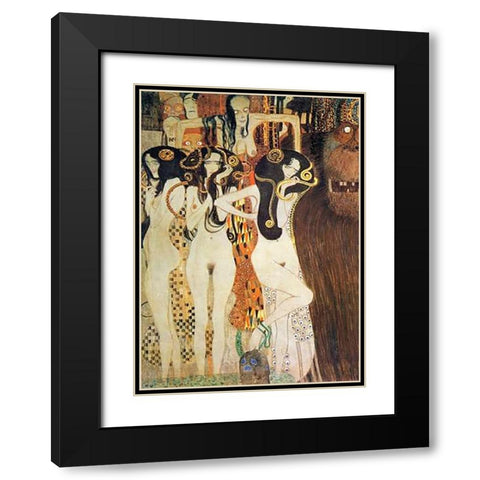 Sickness Mania And Death (detail Beethoven Frieze) 1902 Black Modern Wood Framed Art Print with Double Matting by Klimt, Gustav