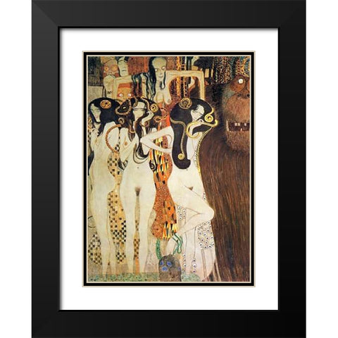 Sickness Mania And Death (detail Beethoven Frieze) 1902 Black Modern Wood Framed Art Print with Double Matting by Klimt, Gustav