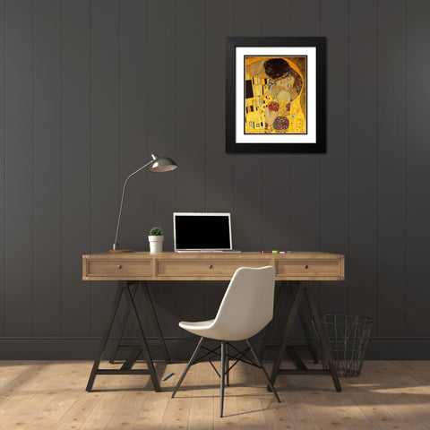 The Kiss - detail 2 Black Modern Wood Framed Art Print with Double Matting by Klimt, Gustav