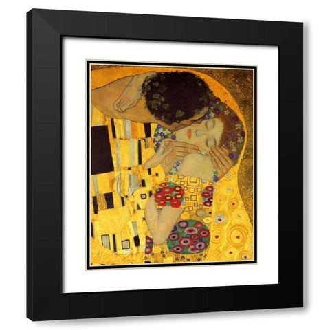 The Kiss - detail 2 Black Modern Wood Framed Art Print with Double Matting by Klimt, Gustav