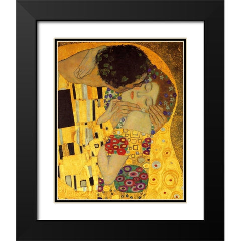 The Kiss - detail 2 Black Modern Wood Framed Art Print with Double Matting by Klimt, Gustav