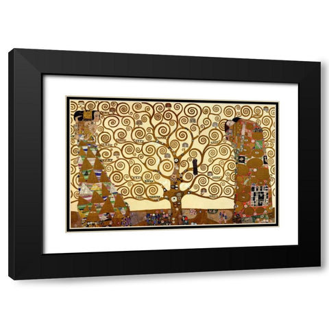 The Stoclet Frieze Black Modern Wood Framed Art Print with Double Matting by Klimt, Gustav