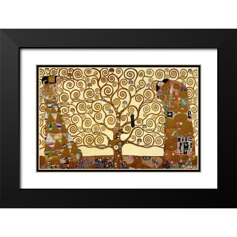 The Stoclet Frieze Black Modern Wood Framed Art Print with Double Matting by Klimt, Gustav