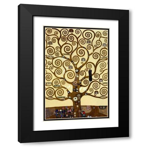 The Tree Of Life Black Modern Wood Framed Art Print with Double Matting by Klimt, Gustav