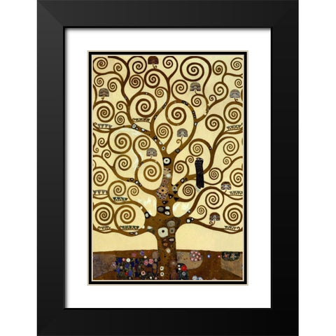 The Tree Of Life Black Modern Wood Framed Art Print with Double Matting by Klimt, Gustav