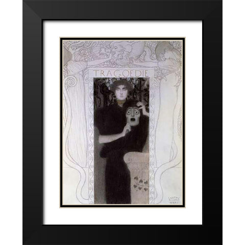 Tragedy 1897 Black Modern Wood Framed Art Print with Double Matting by Klimt, Gustav
