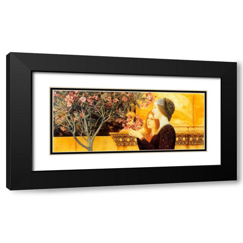 Two Girls With Oleander c. 1892 Black Modern Wood Framed Art Print with Double Matting by Klimt, Gustav
