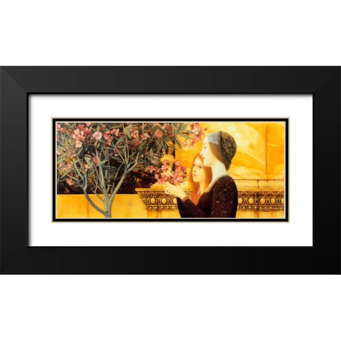 Two Girls With Oleander c. 1892 Black Modern Wood Framed Art Print with Double Matting by Klimt, Gustav