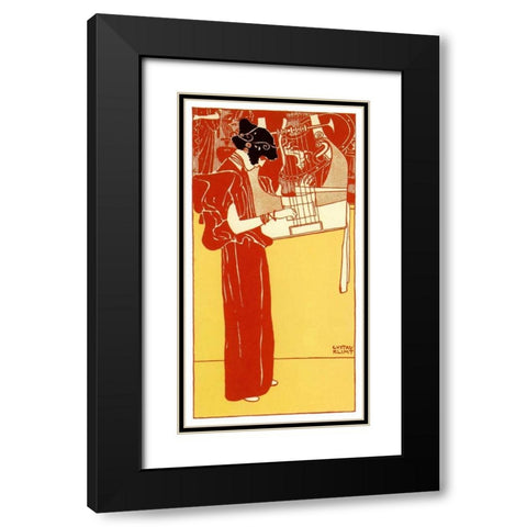Vignette Of Music 1901 Black Modern Wood Framed Art Print with Double Matting by Klimt, Gustav