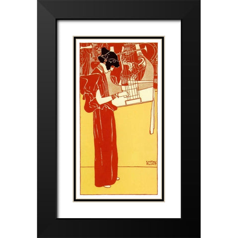 Vignette Of Music 1901 Black Modern Wood Framed Art Print with Double Matting by Klimt, Gustav