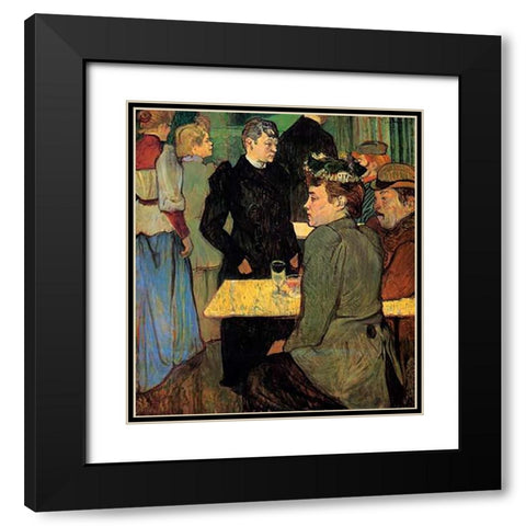 A Corner In A Dance Hall Black Modern Wood Framed Art Print with Double Matting by Toulouse-Lautrec, Henri