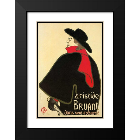 Aristide Bruant In His Cabaret Black Modern Wood Framed Art Print with Double Matting by Toulouse-Lautrec, Henri