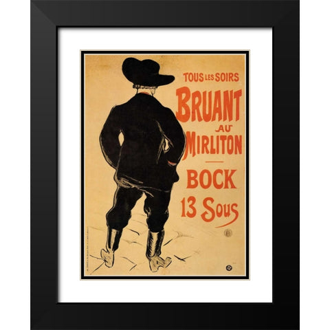 Bruant At The Mirliton Black Modern Wood Framed Art Print with Double Matting by Toulouse-Lautrec, Henri