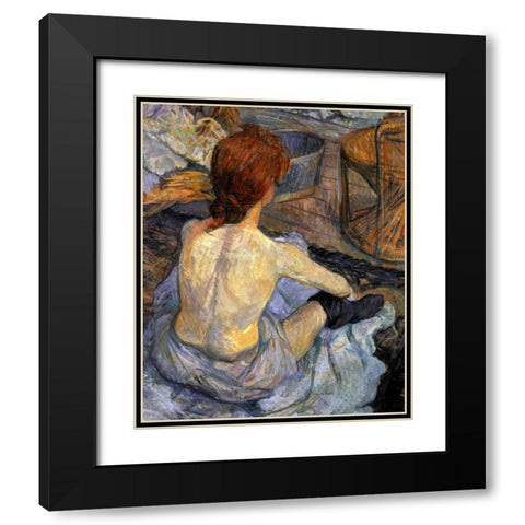 Detail La Toilette Black Modern Wood Framed Art Print with Double Matting by Toulouse-Lautrec, Henri