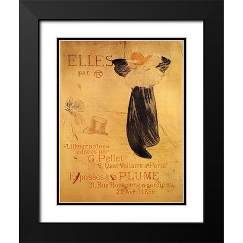 Elles Black Modern Wood Framed Art Print with Double Matting by Toulouse-Lautrec, Henri