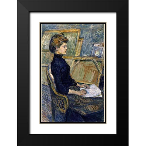 Helene Vary Black Modern Wood Framed Art Print with Double Matting by Toulouse-Lautrec, Henri