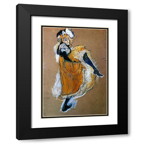 Jane Avril Dancing Black Modern Wood Framed Art Print with Double Matting by Toulouse-Lautrec, Henri