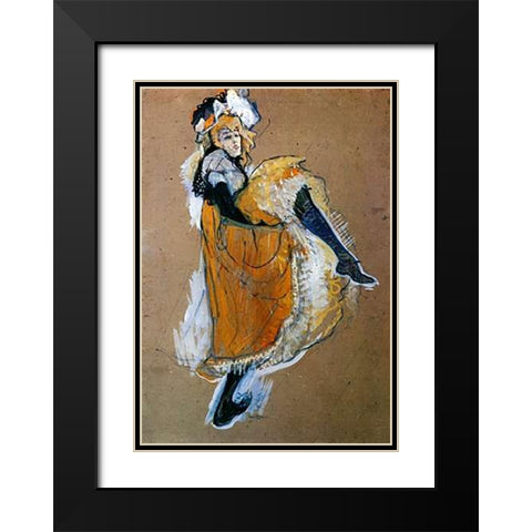 Jane Avril Dancing Black Modern Wood Framed Art Print with Double Matting by Toulouse-Lautrec, Henri