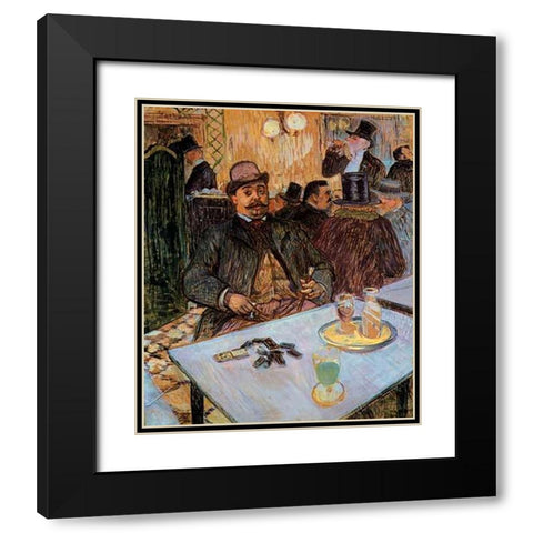 M Boileau In A Cafe Black Modern Wood Framed Art Print with Double Matting by Toulouse-Lautrec, Henri