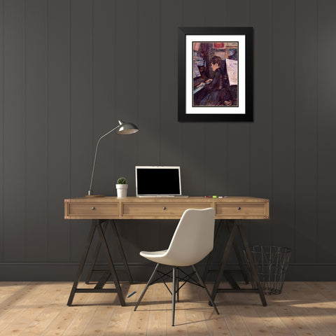 Mlle Dihau Playing The Piano Black Modern Wood Framed Art Print with Double Matting by Toulouse-Lautrec, Henri