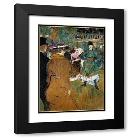 Quadrille At The Moulin Rouge Black Modern Wood Framed Art Print with Double Matting by Toulouse-Lautrec, Henri