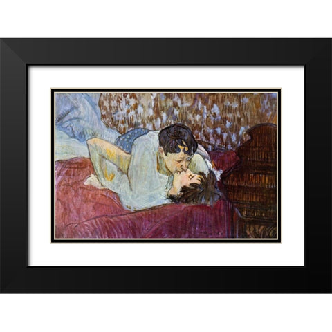The Kiss Black Modern Wood Framed Art Print with Double Matting by Toulouse-Lautrec, Henri
