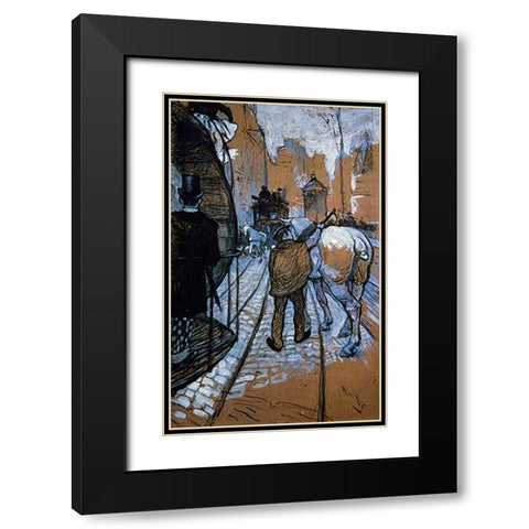 The Trace Horse Of The Omnibus Company Black Modern Wood Framed Art Print with Double Matting by Toulouse-Lautrec, Henri