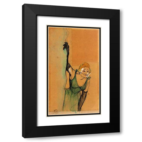 Yvette Guilbert Taking A Bow Black Modern Wood Framed Art Print with Double Matting by Toulouse-Lautrec, Henri