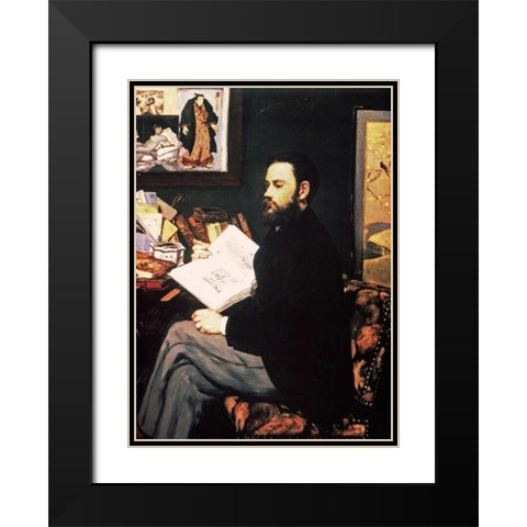 Emile Zola, 1868 Black Modern Wood Framed Art Print with Double Matting by Manet, Edouard