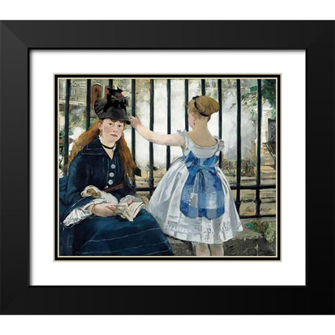 The Railway, 1873 Black Modern Wood Framed Art Print with Double Matting by Manet, Edouard