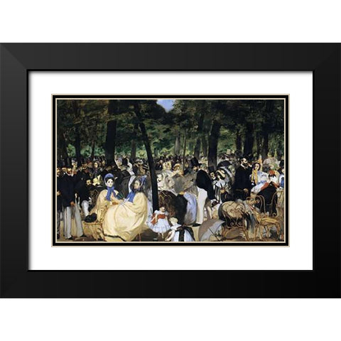 Music in the Tuileries Gardens, 1862 Black Modern Wood Framed Art Print with Double Matting by Manet, Edouard