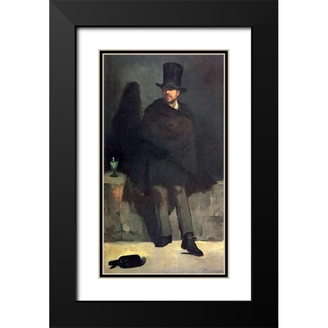 The Absinthe Drinker Black Modern Wood Framed Art Print with Double Matting by Manet, Edouard