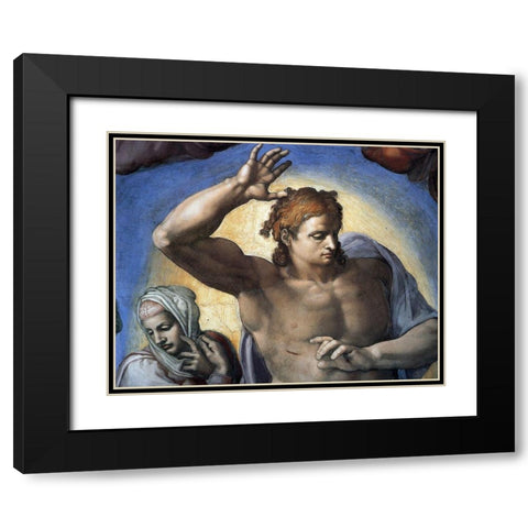 Christ-3 Black Modern Wood Framed Art Print with Double Matting by Michelangelo