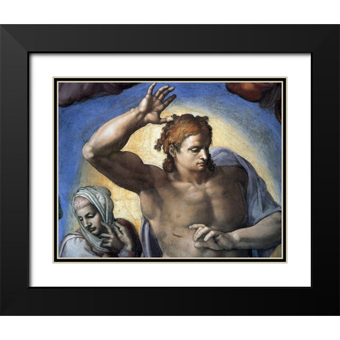 Christ-3 Black Modern Wood Framed Art Print with Double Matting by Michelangelo