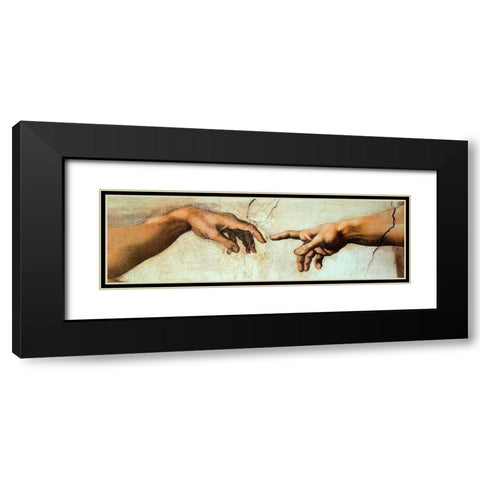 Creation Of Adam (Detail 2) Black Modern Wood Framed Art Print with Double Matting by Michelangelo