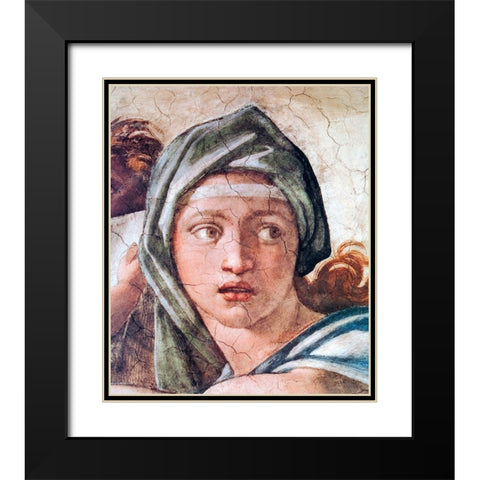 Delphic Sibyl Black Modern Wood Framed Art Print with Double Matting by Michelangelo