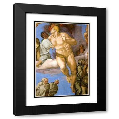 Detail From The Last Judgement 14 Black Modern Wood Framed Art Print with Double Matting by Michelangelo