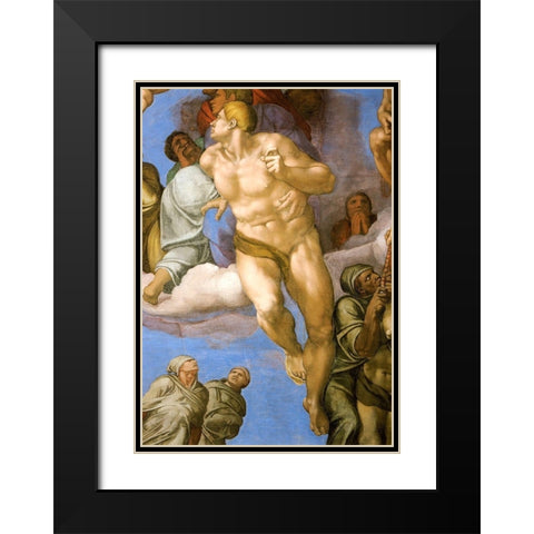 Detail From The Last Judgement 14 Black Modern Wood Framed Art Print with Double Matting by Michelangelo