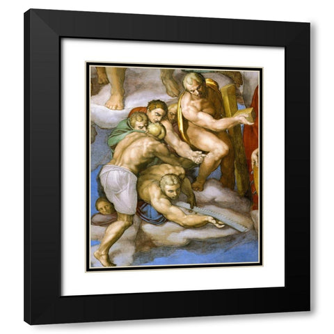 Detail From The Last Judgement 16 Black Modern Wood Framed Art Print with Double Matting by Michelangelo