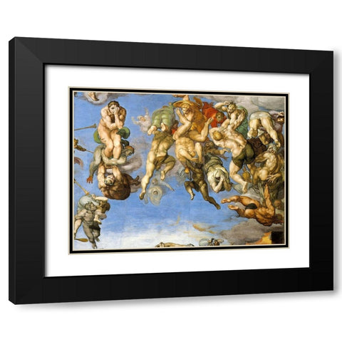 Detail From The Last Judgement 18 Black Modern Wood Framed Art Print with Double Matting by Michelangelo